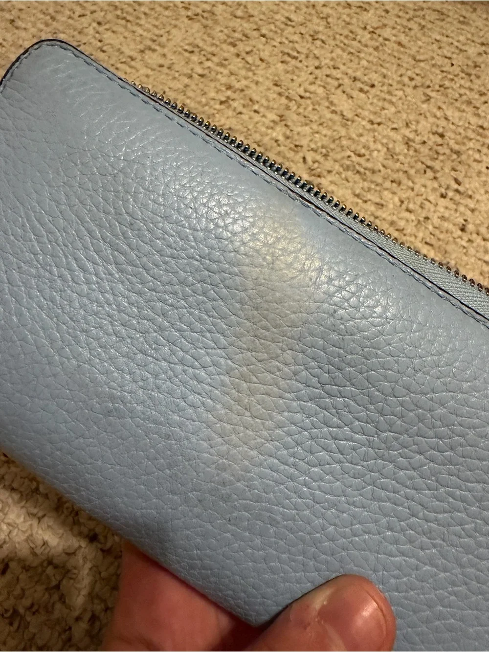 Michael Kors Powder Blue Pebbled Leather Wristlet Wallet